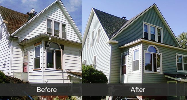 Vinyl siding before and after